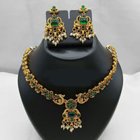 Lucentarts Jewellery Antique Finish Pota Stone Necklace Set 