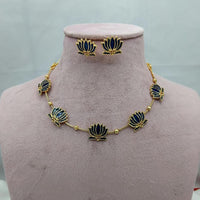 Lucentarts Jewellery Lotus Design Meenakari Necklace Set