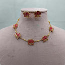 Lucentarts Jewellery Lotus Design Meenakari Necklace Set
