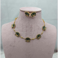 Lucentarts Jewellery Lotus Design Meenakari Necklace Set