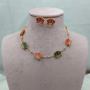 Lucentarts Jewellery Lotus Design Meenakari Necklace Set