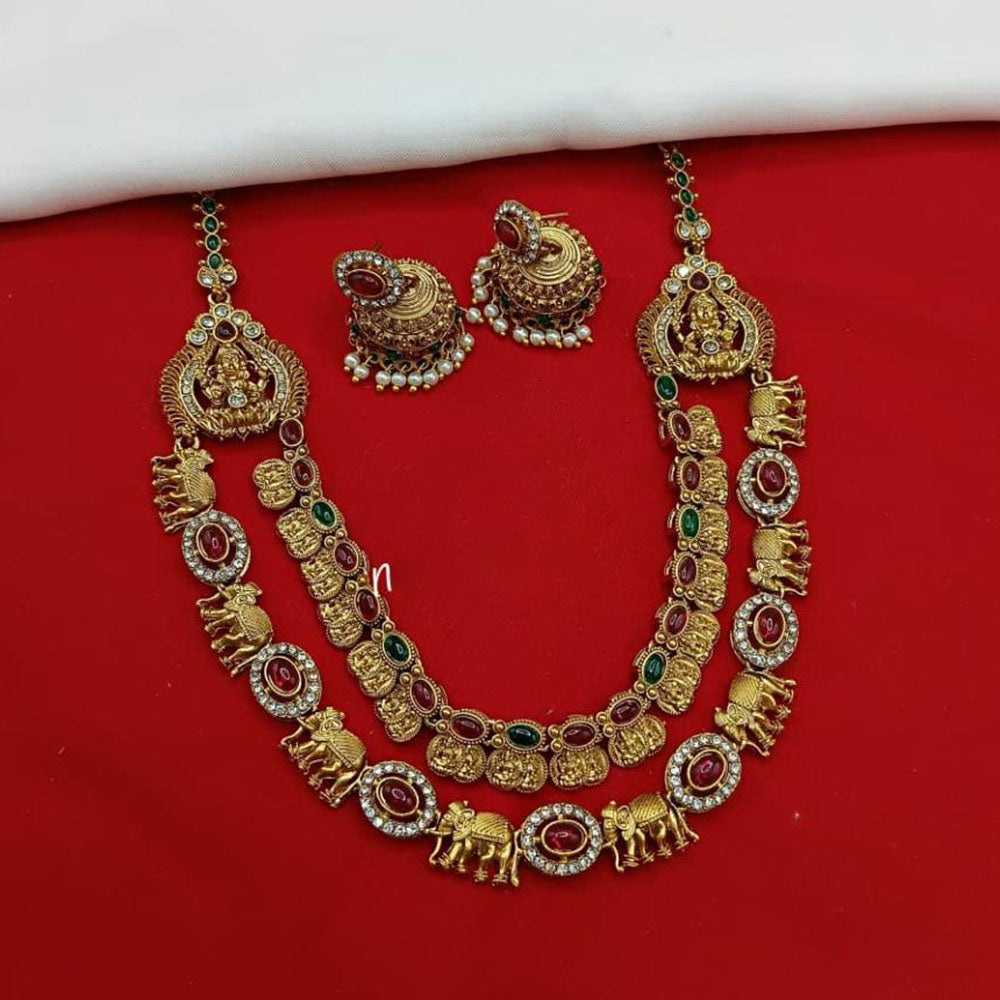 Lucentarts Jewellery Heritage Pota And Pearl Temple Necklace Set