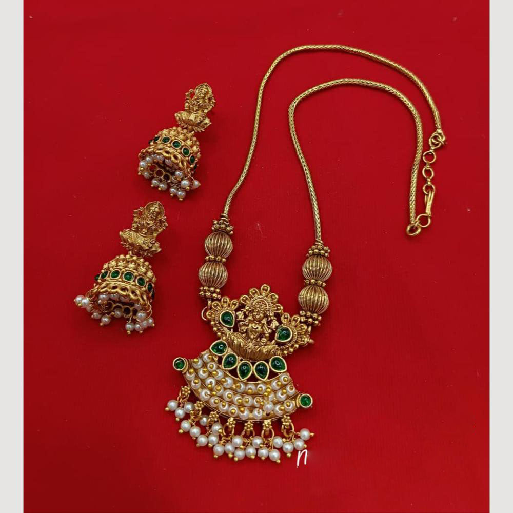 Lucentarts Jewellery Heritage Pota And Pearl Temple Necklace Set
