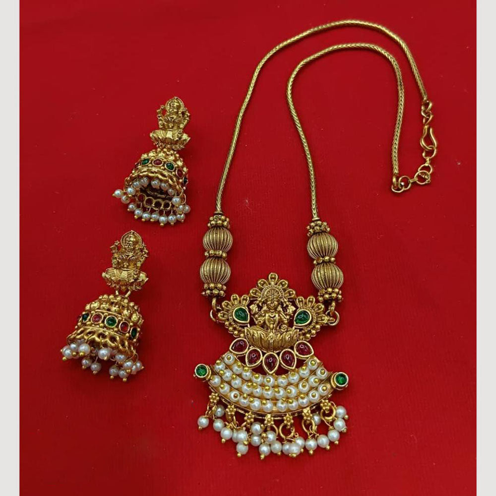 Lucentarts Jewellery Heritage Pota And Pearl Temple Necklace Set