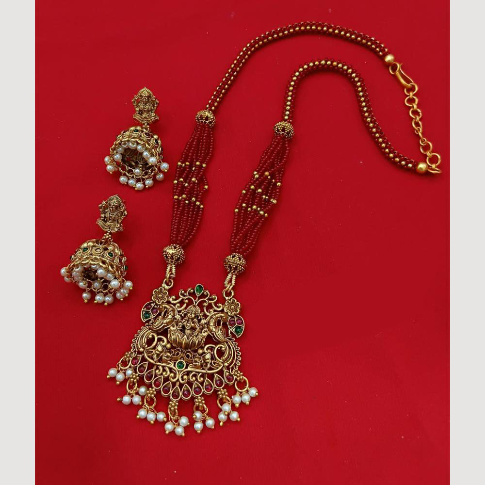 Lucentarts Jewellery Heritage Pota And Pearl Temple Necklace Set