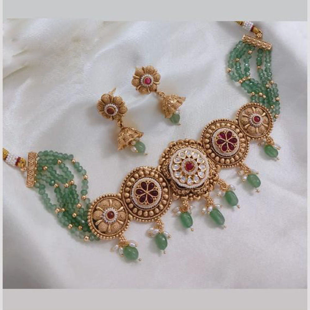 Lucentarts Jewellery Pota Stone And Beads Choker Necklace Set