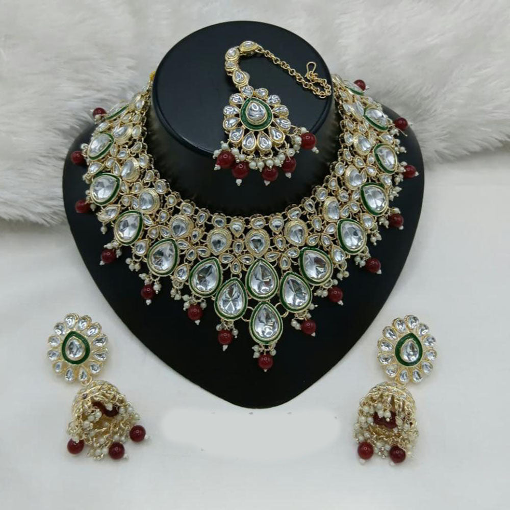 Lucentarts Jewellery Kundan Stone And Beads Necklace Set
