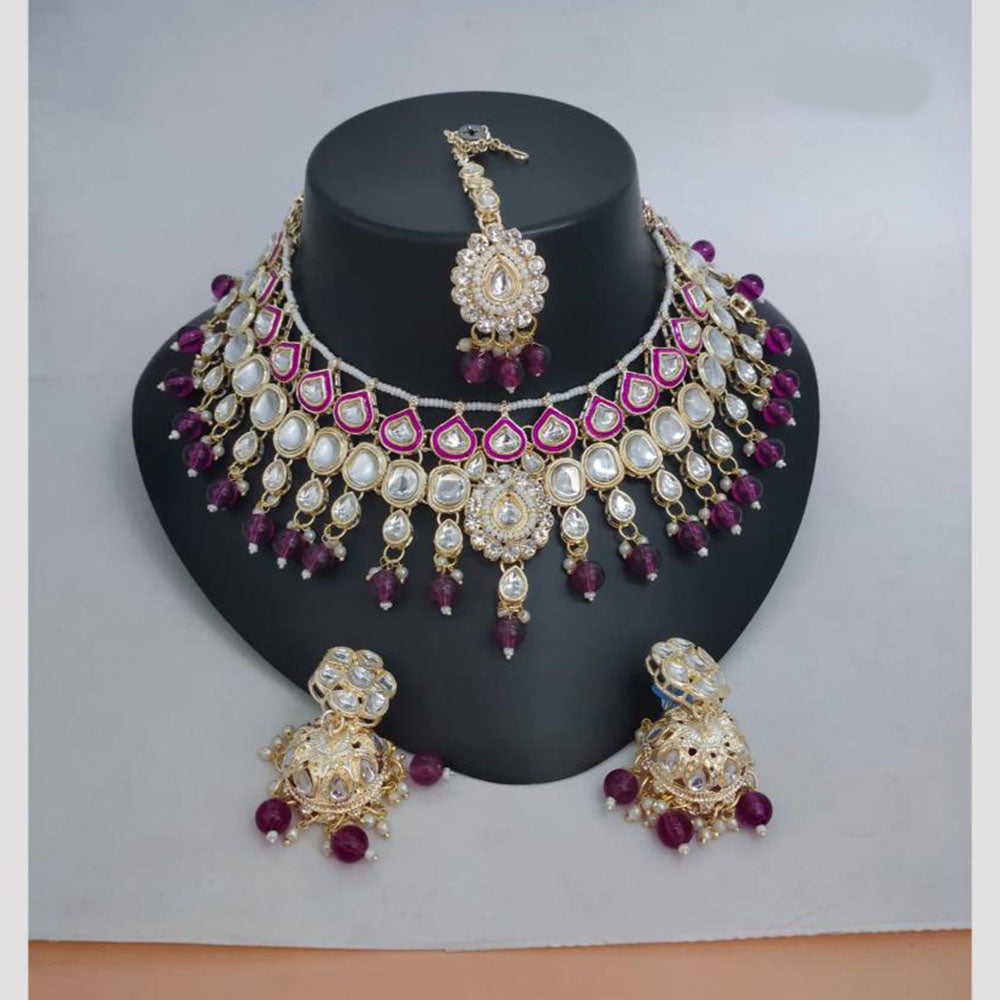 Lucentarts Jewellery Kundan Stone And Beads Necklace Set