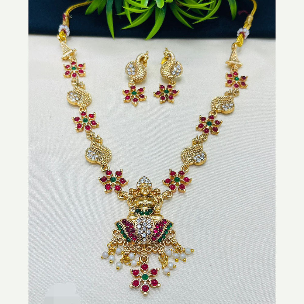 Lucentarts Jewellery Divine Glow Pota And Pearl Temple Necklace Set