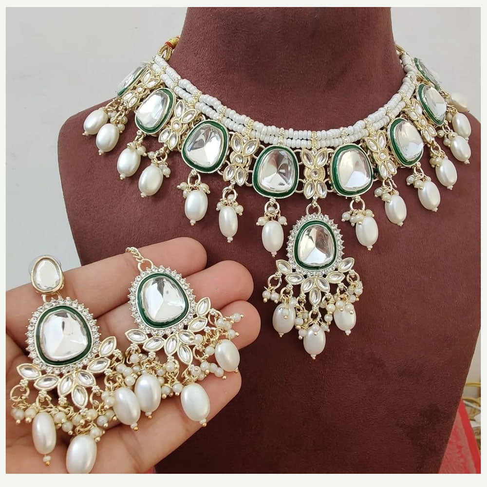 Lucentarts Jewellery Traditional Kundan And Pearl Necklace Set