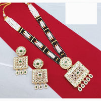 Lucentarts Jewellery Glamorous Pota Stone And Pearl Meenakari Long Necklace Set