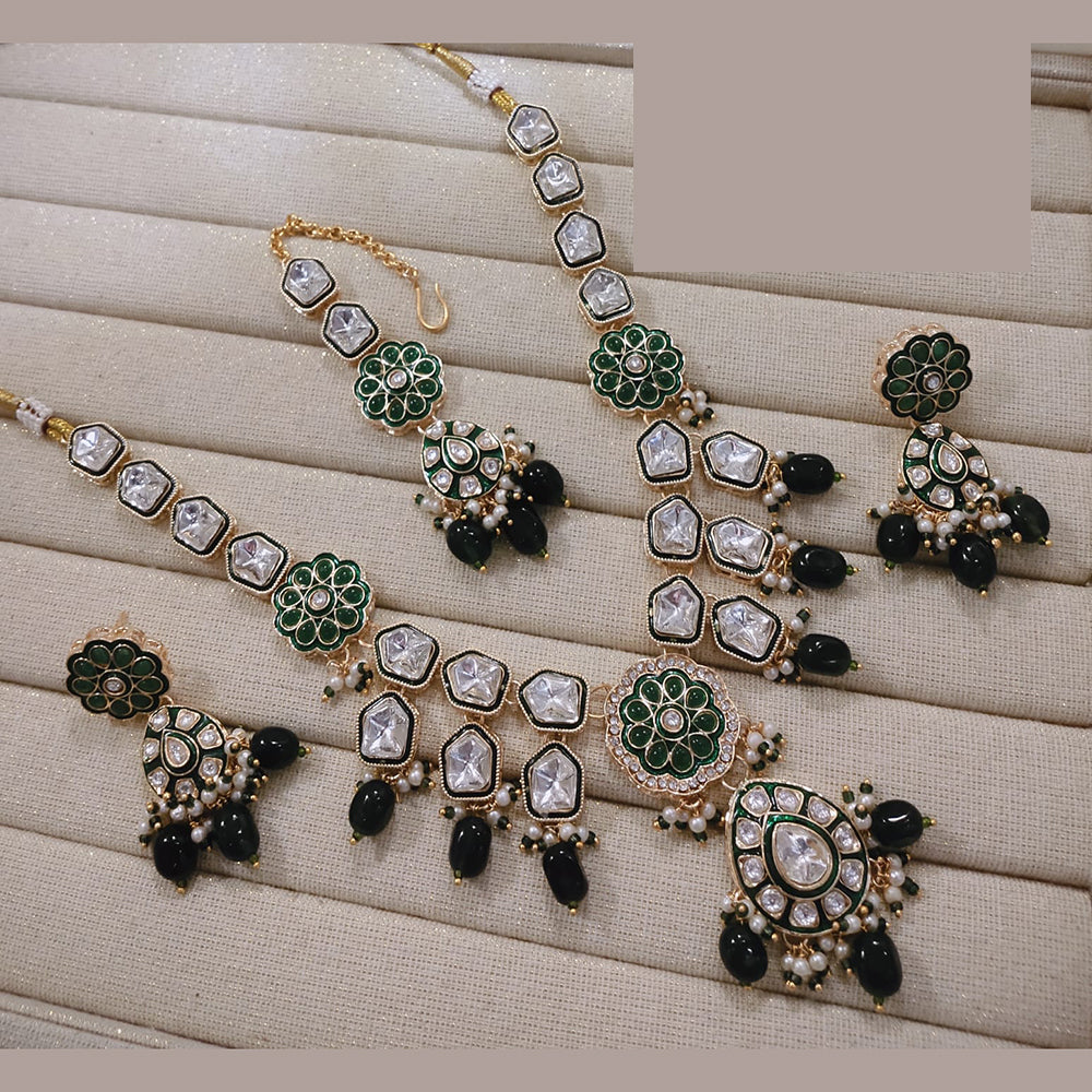 Lucentarts Jewellery Premium Kundan Pota Beads And Pearl Necklace Set