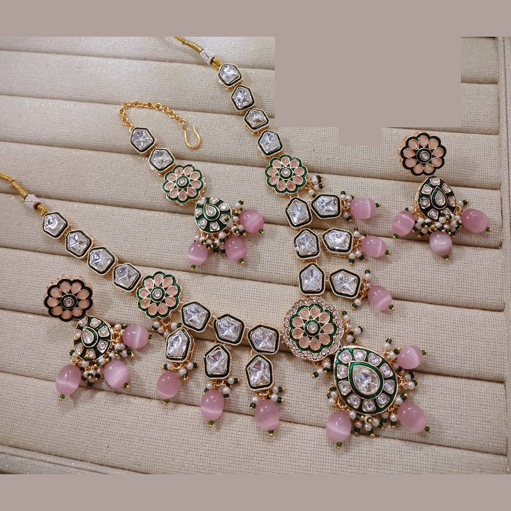 Lucentarts Jewellery Premium Kundan Pota Beads And Pearl Necklace Set