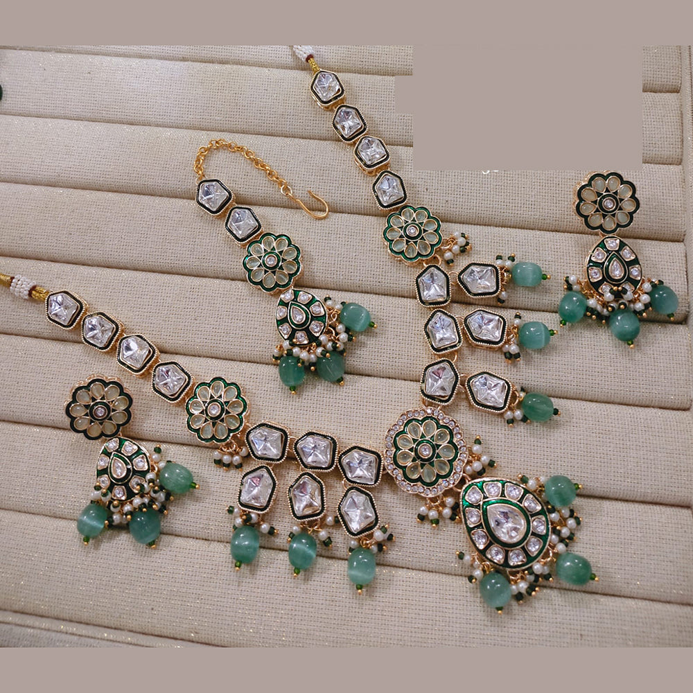 Lucentarts Jewellery Premium Kundan Pota Beads And Pearl Necklace Set