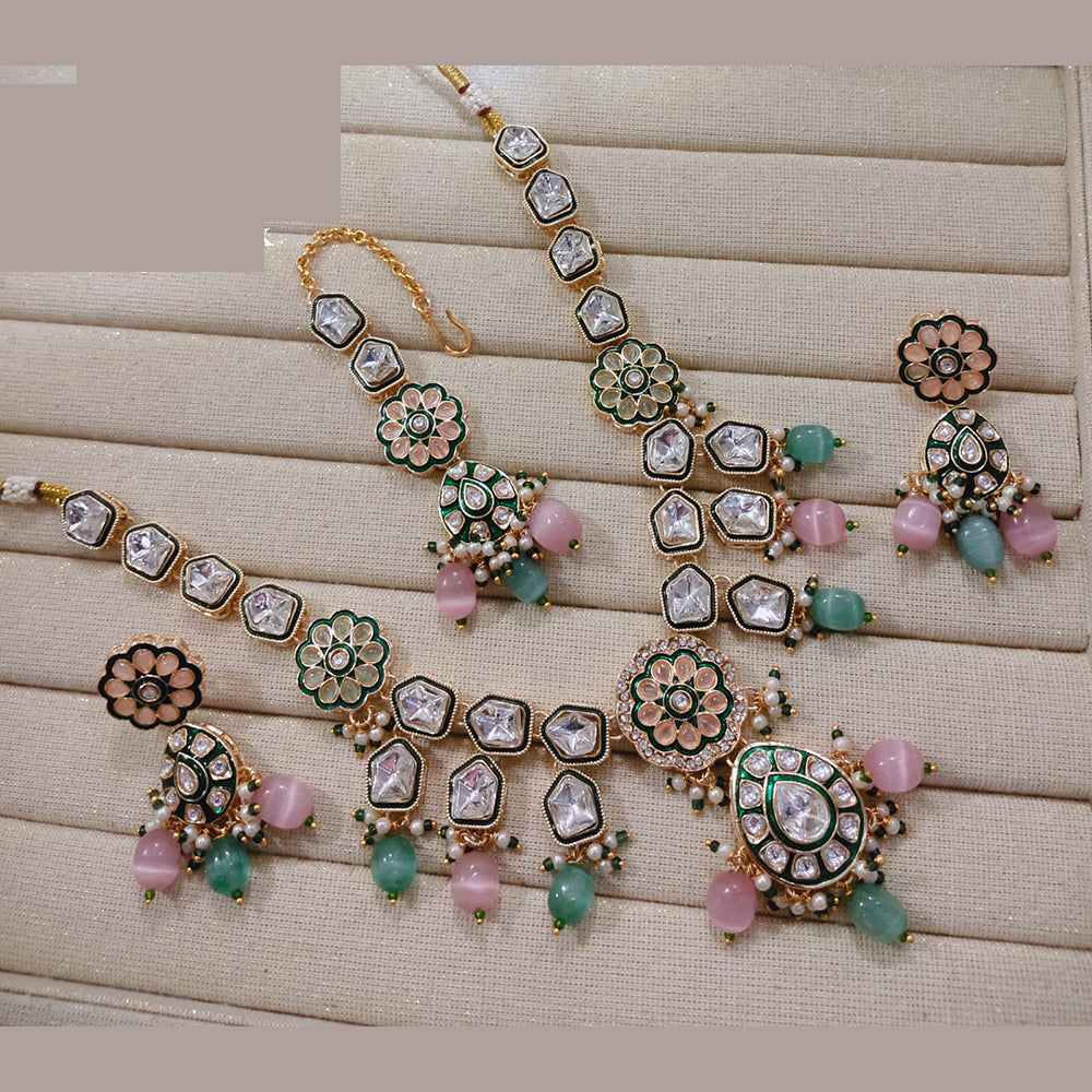 Lucentarts Jewellery Premium Kundan Pota Beads And Pearl Necklace Set