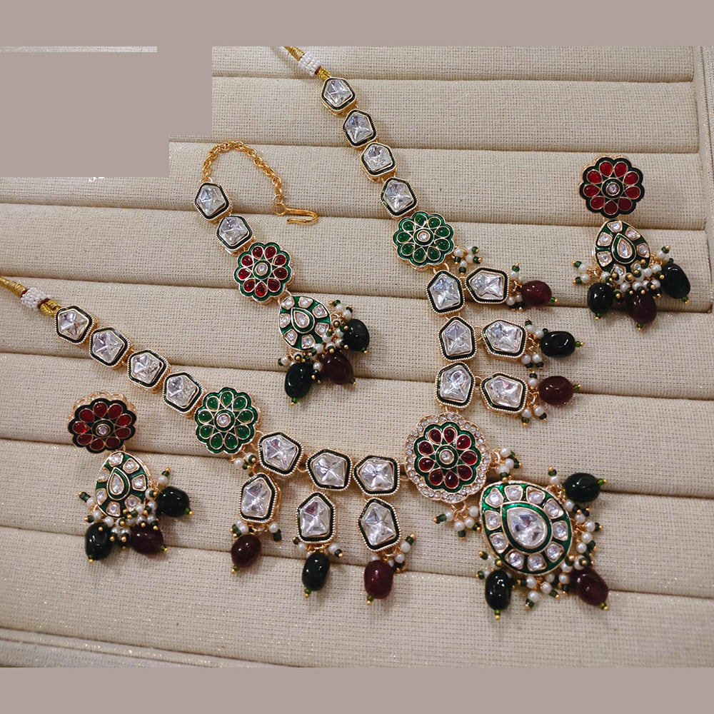 Lucentarts Jewellery Premium Kundan Pota Beads And Pearl Necklace Set