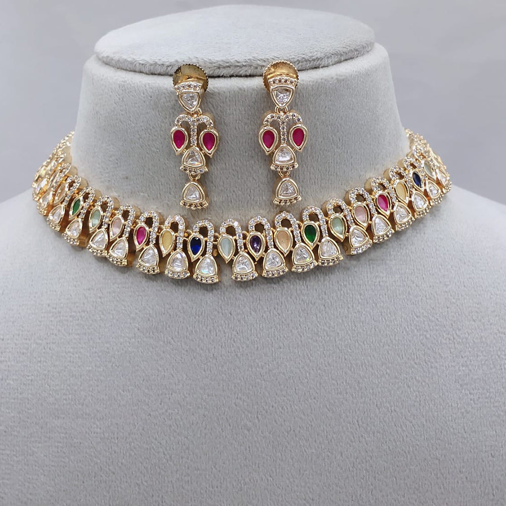 Lucentarts Jewellery Royal Polki Kundan Stone Necklace Set