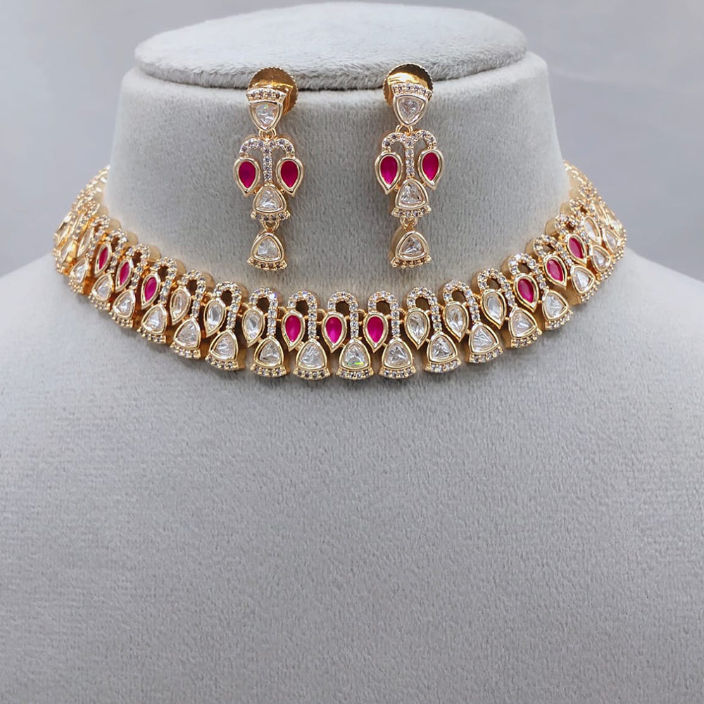 Lucentarts Jewellery Royal Polki Kundan Stone Necklace Set