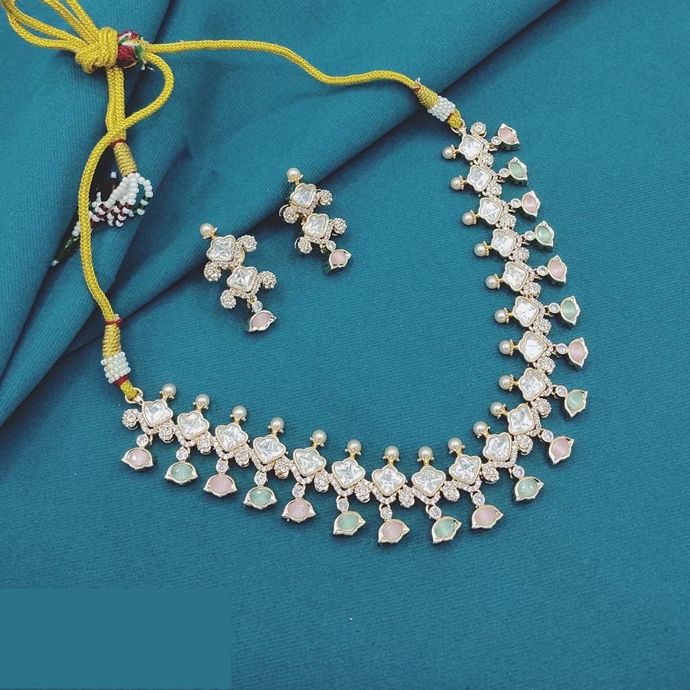 Lucentarts Jewellery Royal Polki Kundan Stone Necklace Set