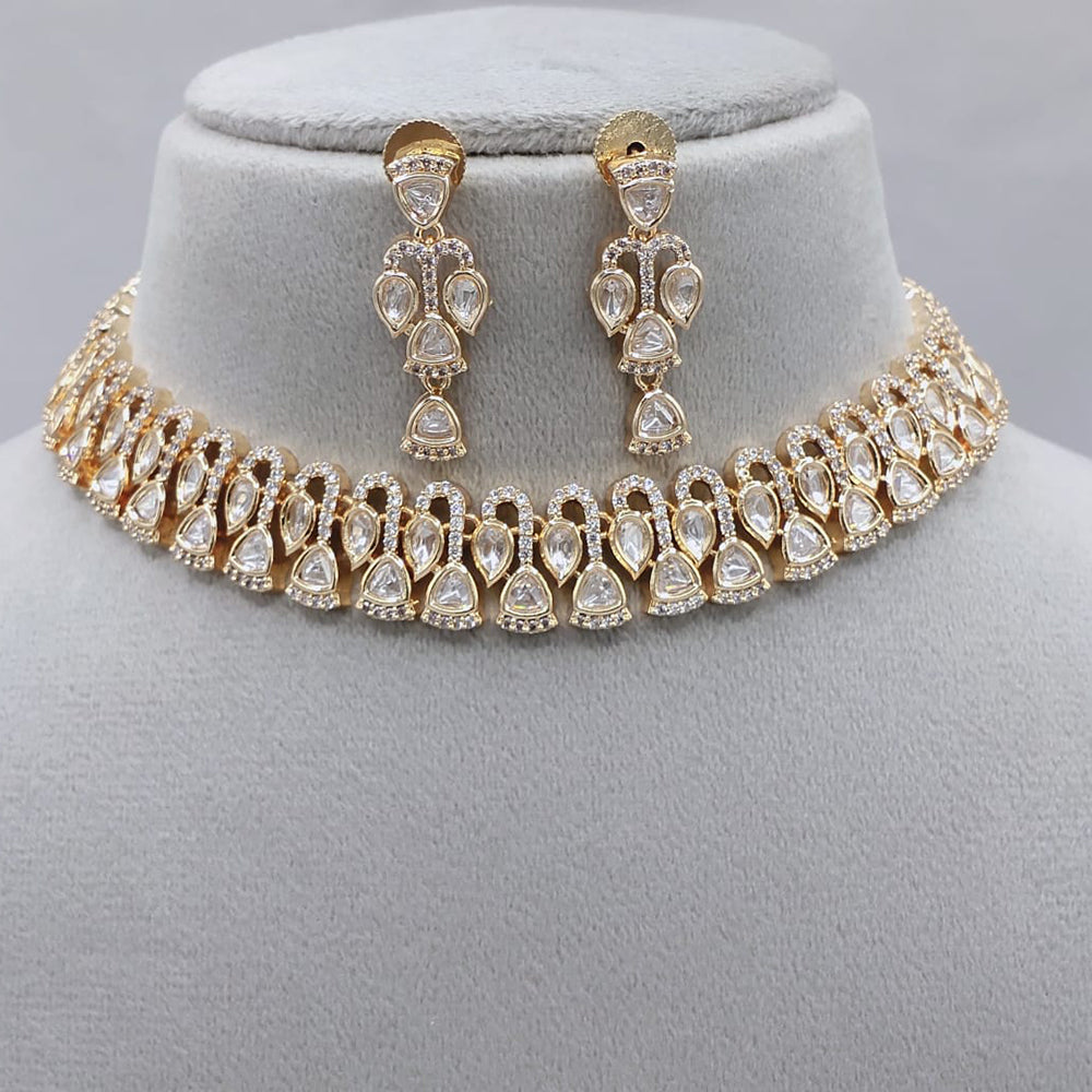 Lucentarts Jewellery Royal Polki Kundan Stone Necklace Set