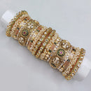 Lucentarts Jewellery Designer Kundan With Pearl And Meenakari Openable Bangles Set