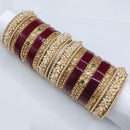 Lucentarts Jewellery Premium Kundan  Stone And Pearl Acrylic Bridal Bangles Set