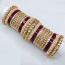 Lucentarts Jewellery Premium Kundan  Stone And Pearl Acrylic Bridal Bangles Set