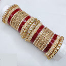 Lucentarts Jewellery Premium Kundan  Stone And Pearl Acrylic Bridal Bangles Set