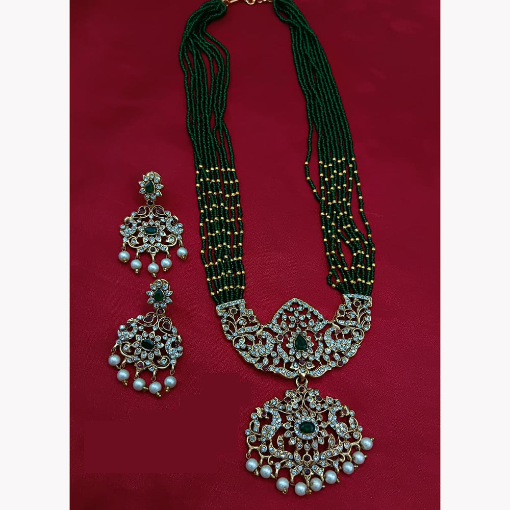 Lucentarts Jewellery Sparkling Austrian Stone And Peark Long Necklace Set