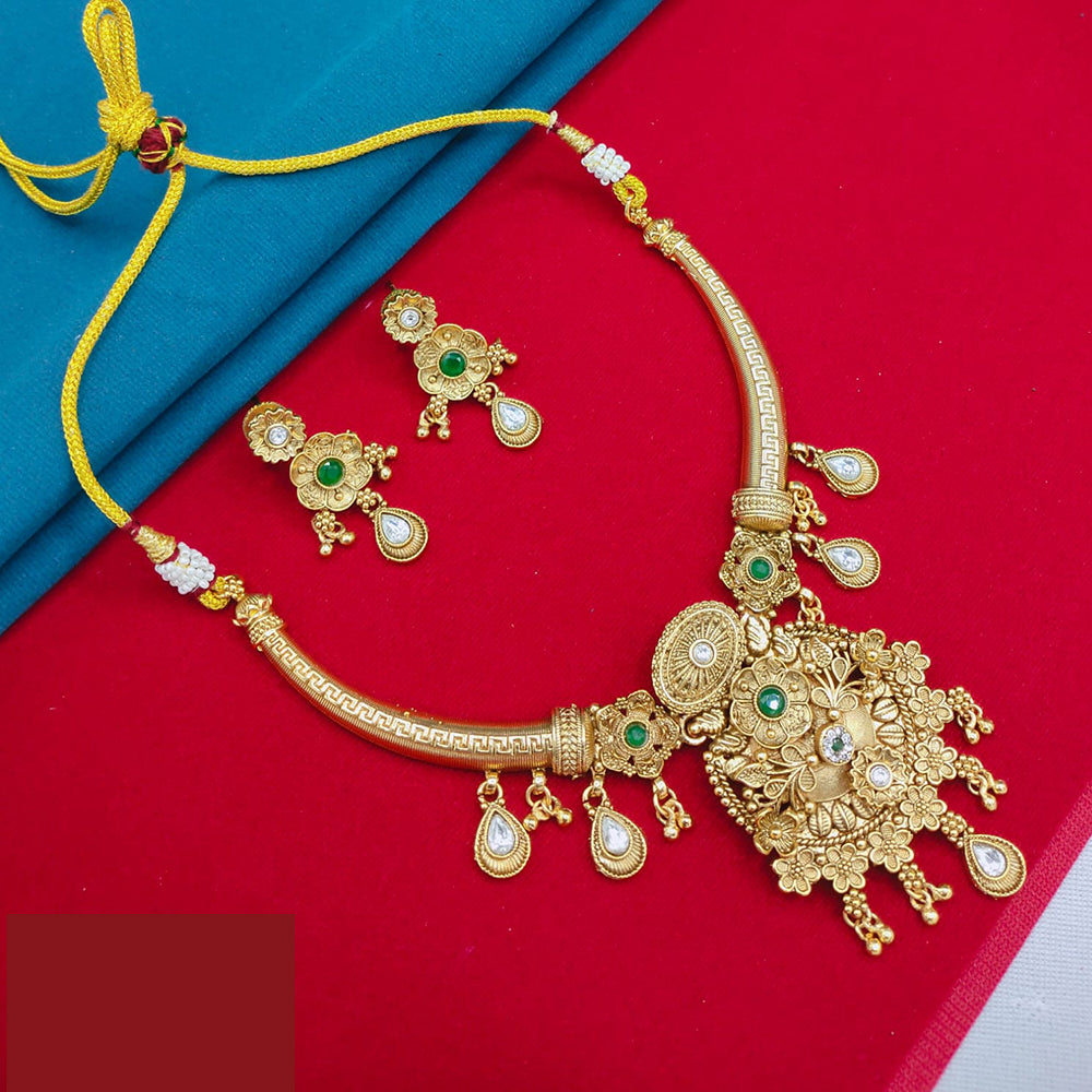 Lucentarts Jewellery Pota Stone Necklace Set Perfect For Wedding And Festive Occassion