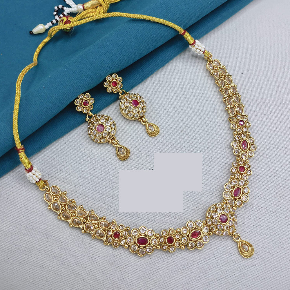 Lucentarts Jewellery Pota Stone Necklace Set Perfect For Wedding And Festive Occassion