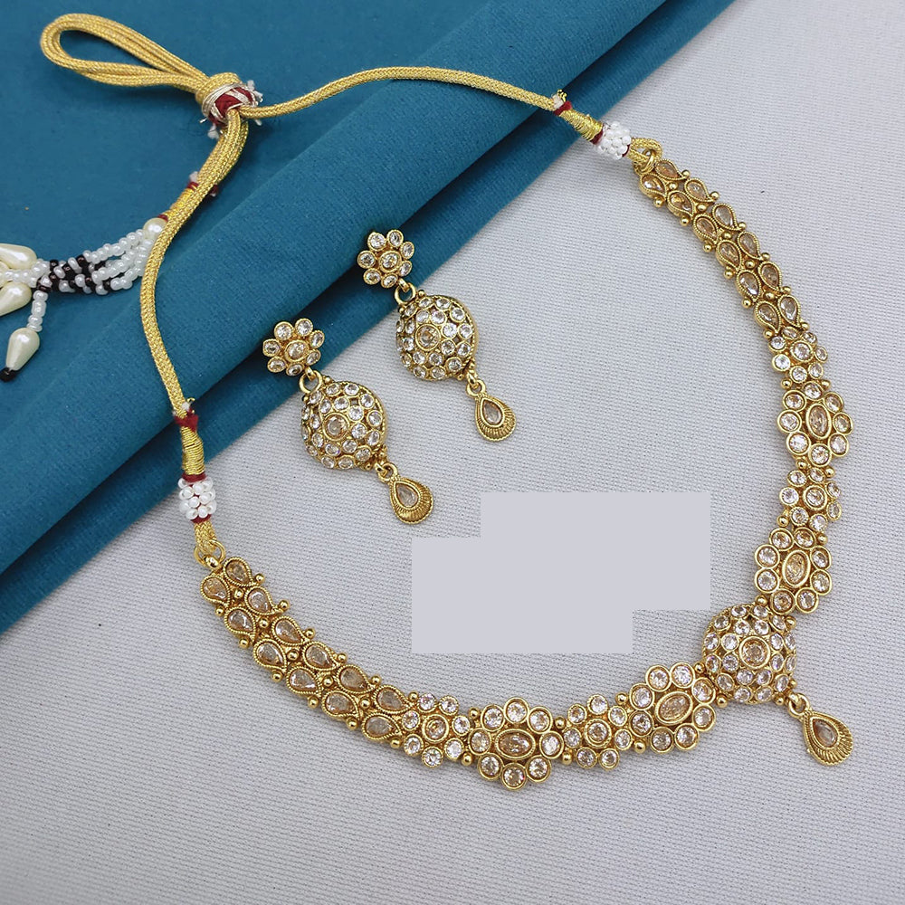 Lucentarts Jewellery Pota Stone Necklace Set Perfect For Wedding And Festive Occassion