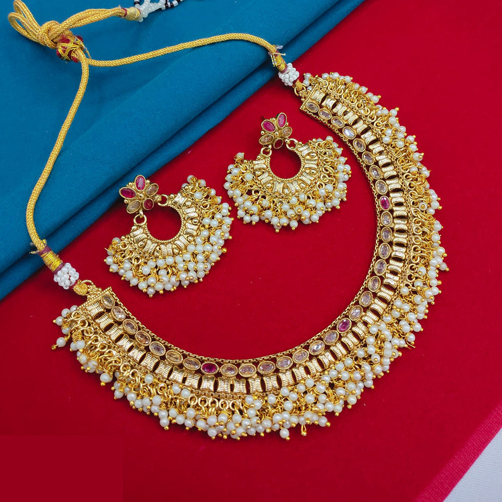 Lucentarts Jewellery Heritage Pota And Pearl Temple Choker Necklace Set