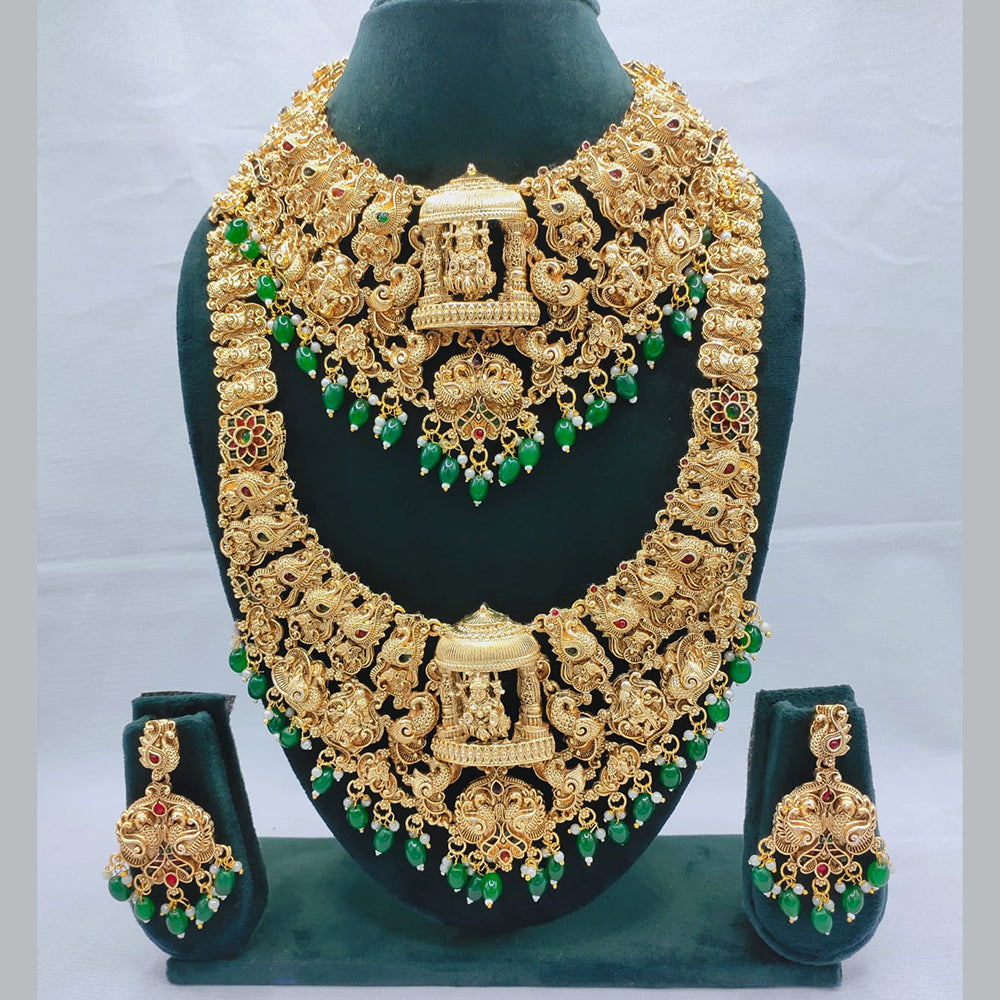 Lucentarts Jewellery Antique Finish Crystal And Pearl Double Necklace Set