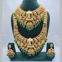 Lucentarts Jewellery Antique Finish Crystal And Pearl Double Necklace Set