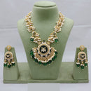 Lucentarts Jewellery Royal Temple Work Double Layer Necklace Set in Antique Finish for Special Events