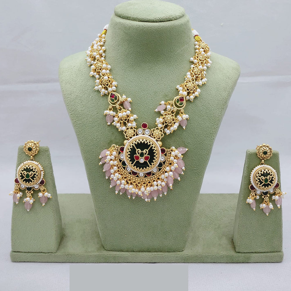 The Lucentarts Jewellery Handcrafted Pota Stone and Pearl Necklace Set