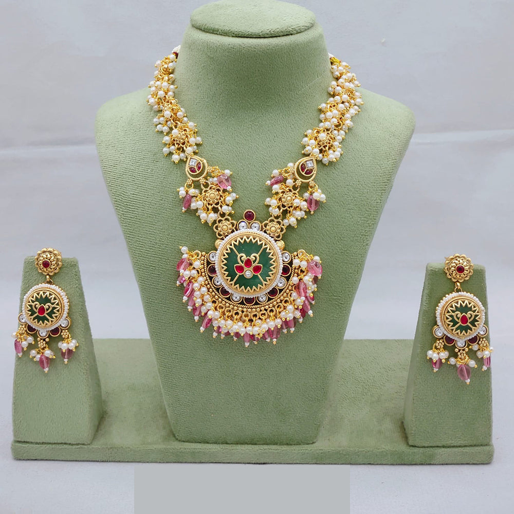 The Lucentarts Jewellery Handcrafted Pota Stone and Pearl Necklace Set