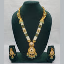 Lucentarts Jewellery Exquisite Kundan Stone and Pearl Long Necklace Set With Meenakari Work