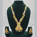 Lucentarts Jewellery Exquisite Kundan Stone and Pearl Long Necklace Set With Meenakari Work