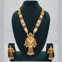 Lucentarts Jewellery Exquisite Kundan Stone and Pearl Long Necklace Set With Meenakari Work