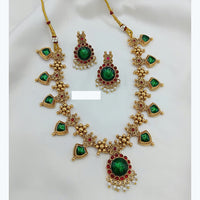  Lucentarts Jewellery Antique Finish Necklace Set Pota Stone And Pearl Design 