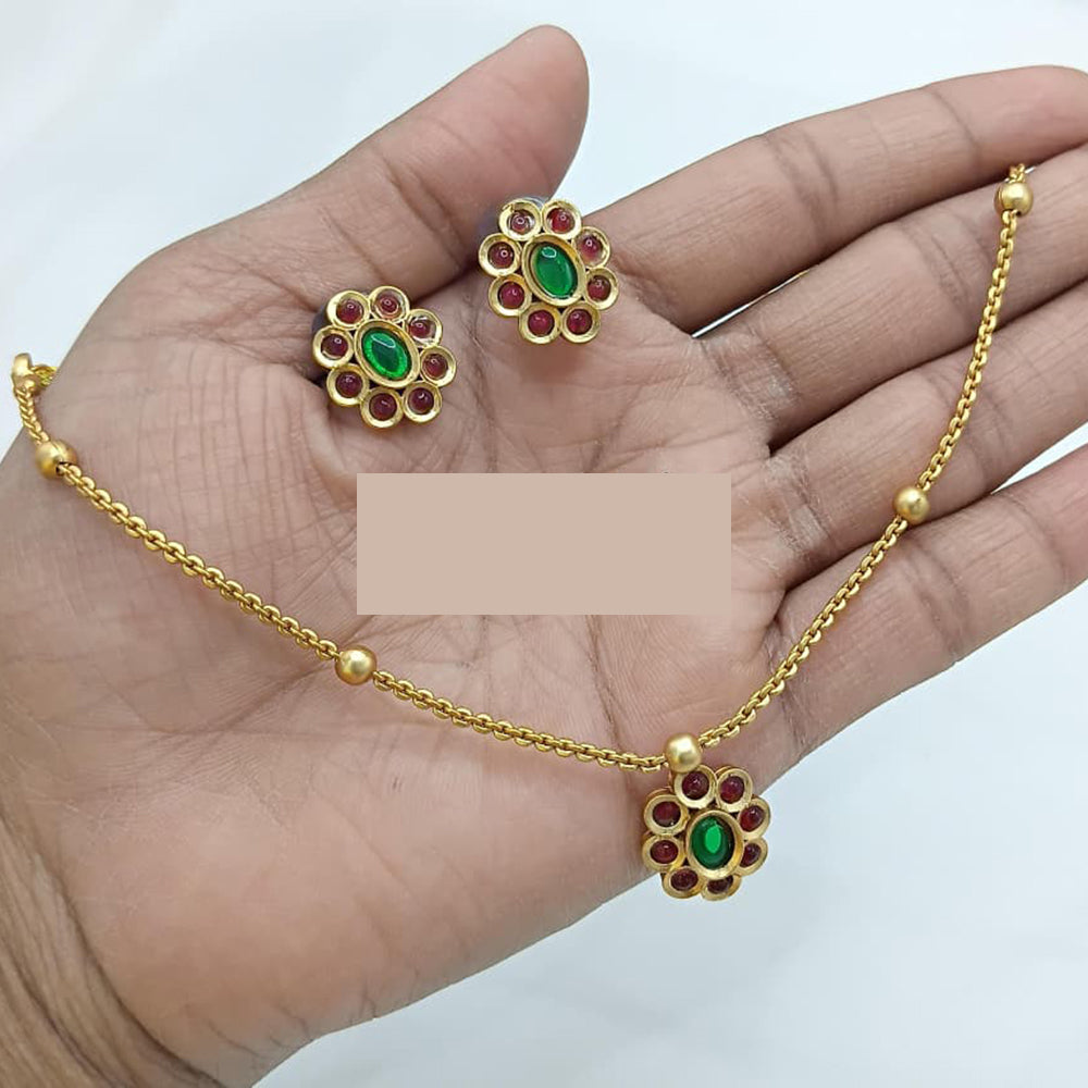 Lucentarts Jewellery Classic Ethnic Pota Stone Necklace Set