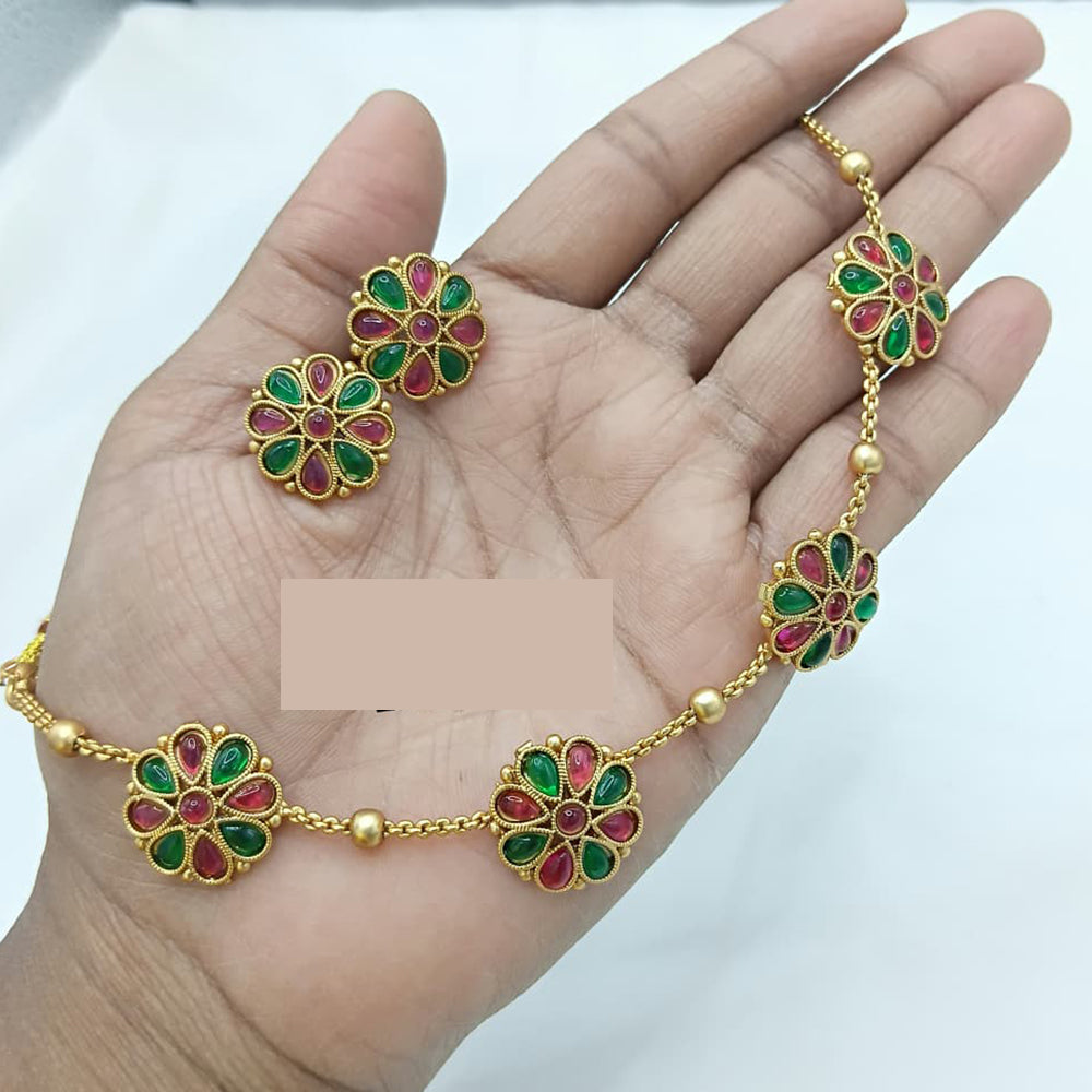 Lucentarts Jewellery Classic Ethnic Pota Stone Necklace Set