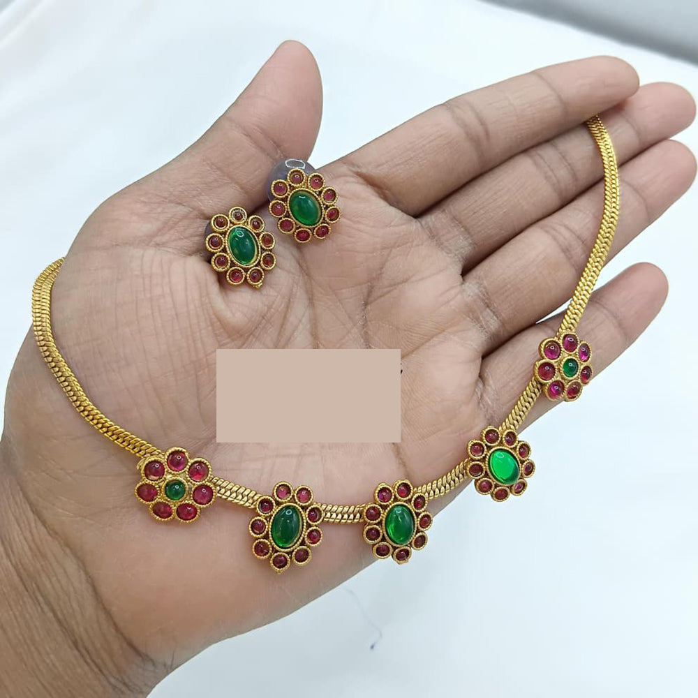Lucentarts Jewellery Classic Ethnic Pota Stone Necklace Set