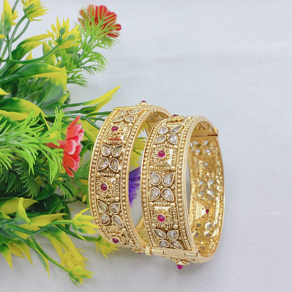Lucentarts Jewellery Ethnic Pota And Kundan Bangles Set