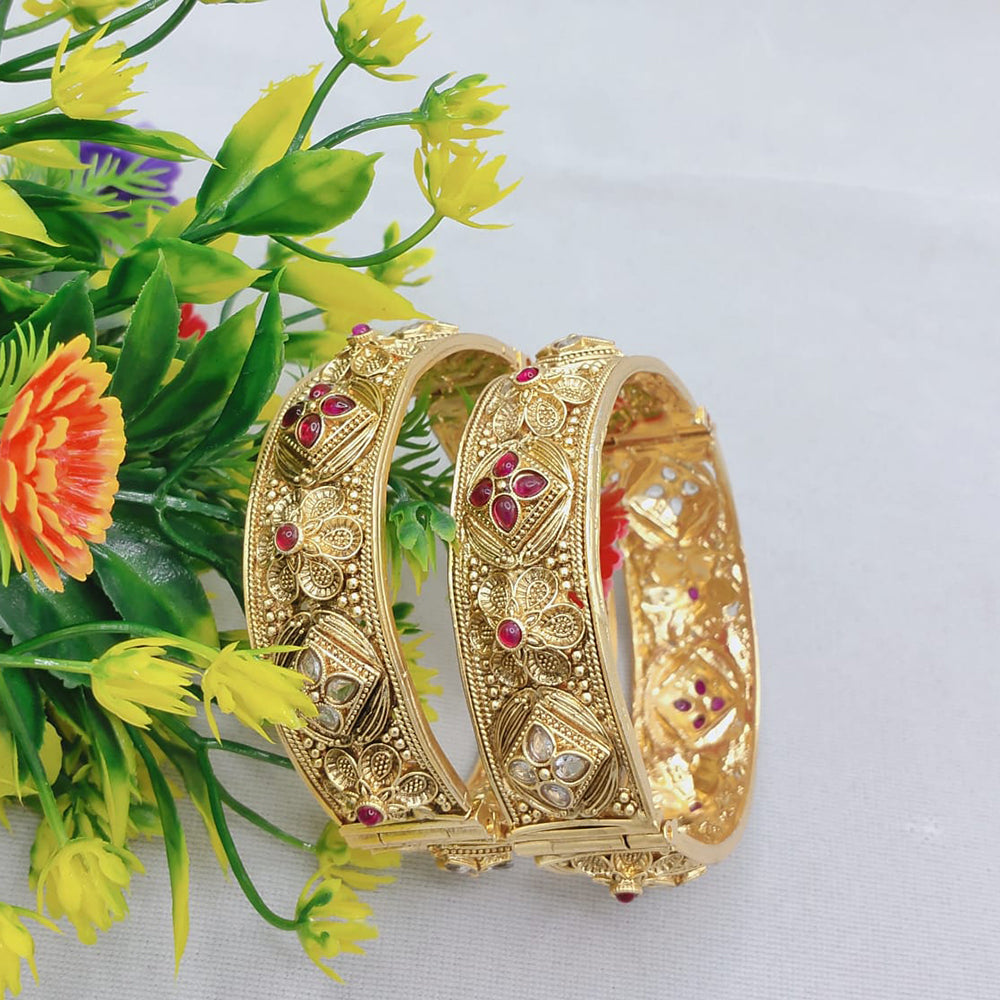 Lucentarts Jewellery Ethnic Pota And Kundan Bangles Set