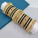 Lucentarts Jewellery Regal Finish Pota Kundan And Pearl Bridal Bangles Set