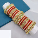 Lucentarts Jewellery Regal Finish Pota Kundan And Pearl Bridal Bangles Set