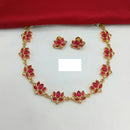 Lucentarts Jewellery Traditional Lotus Design with Polki Kundan Stone Necklace Set